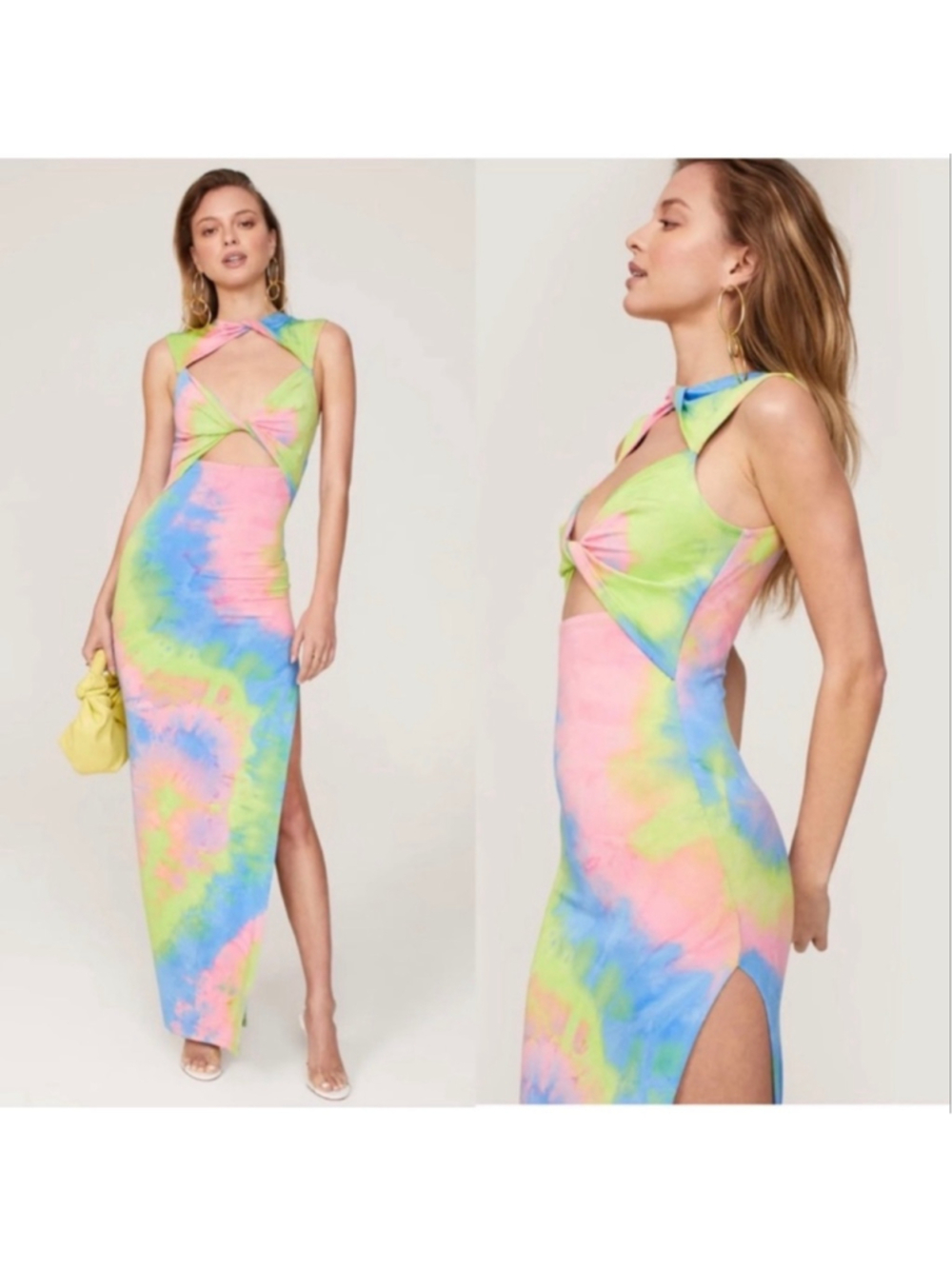 Women's Bronx and Banco Tie-Dye Maxi Dress XS Pink Green Blue